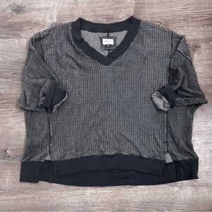 American Eagle Big Hug V-Neck Waffle Navy Sweatshirt Size XXL